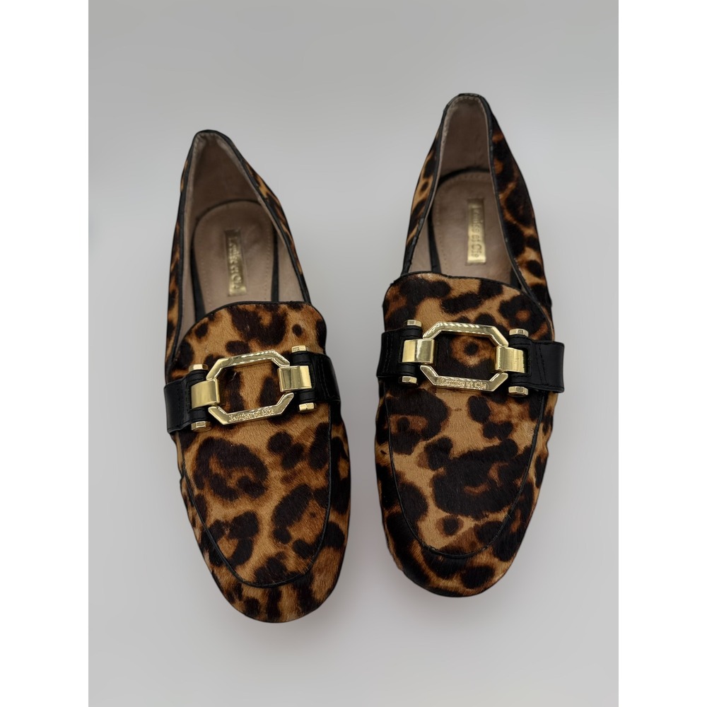 Louise et Cie Boise Leopard Calf Hair Buckle Loafers Brown Black Womens 7.5 M